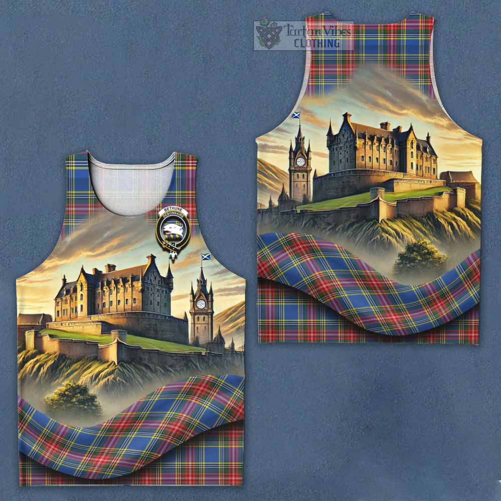 Tartan Vibes Clothing Bethune Tartan Family Crest Men's Tank Top with Scottish Ancient Castle Style