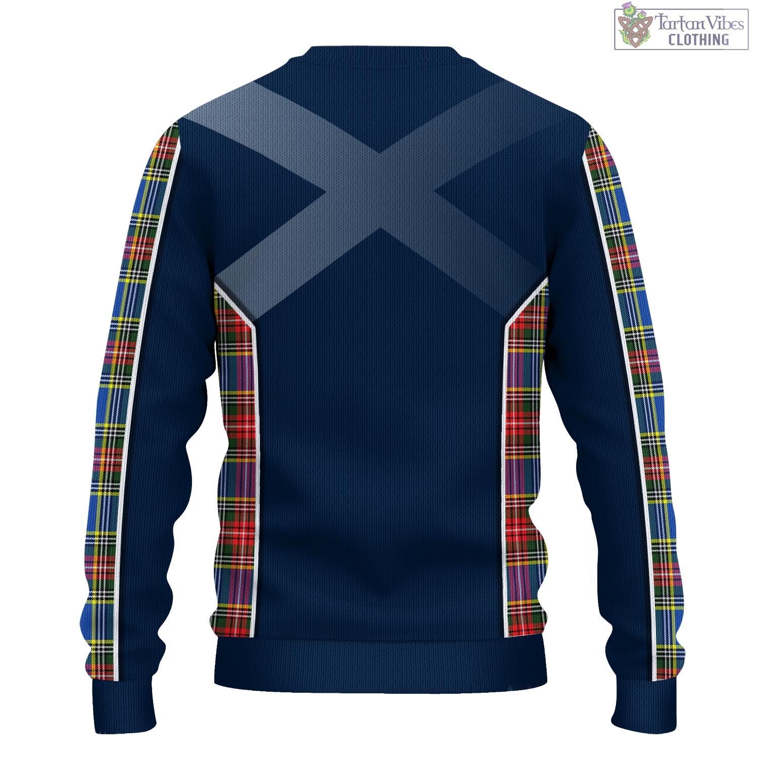 Tartan Vibes Clothing Bethune Tartan Knitted Sweatshirt with Family Crest and Scottish Thistle Vibes Sport Style