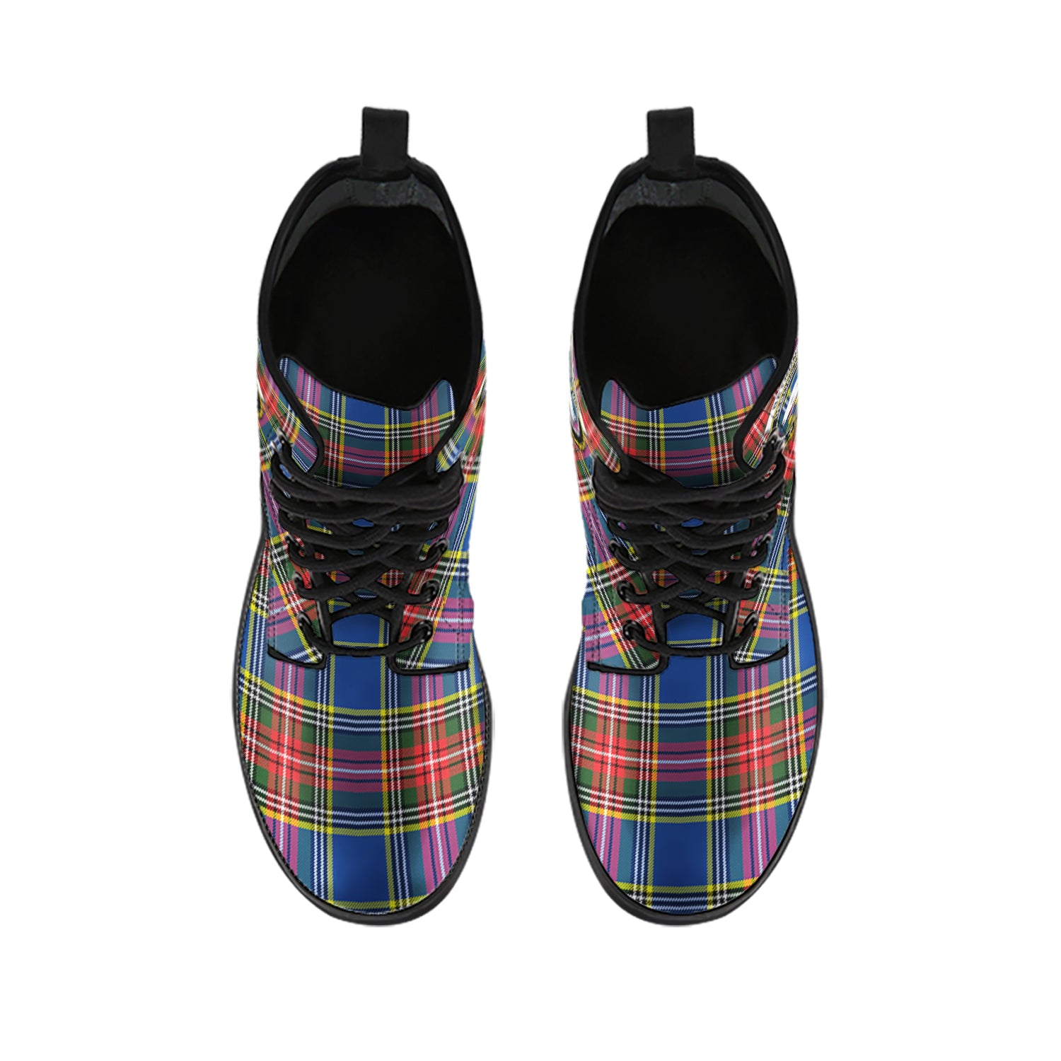 Bethune Tartan Leather Boots with Family Crest - Tartanvibesclothing