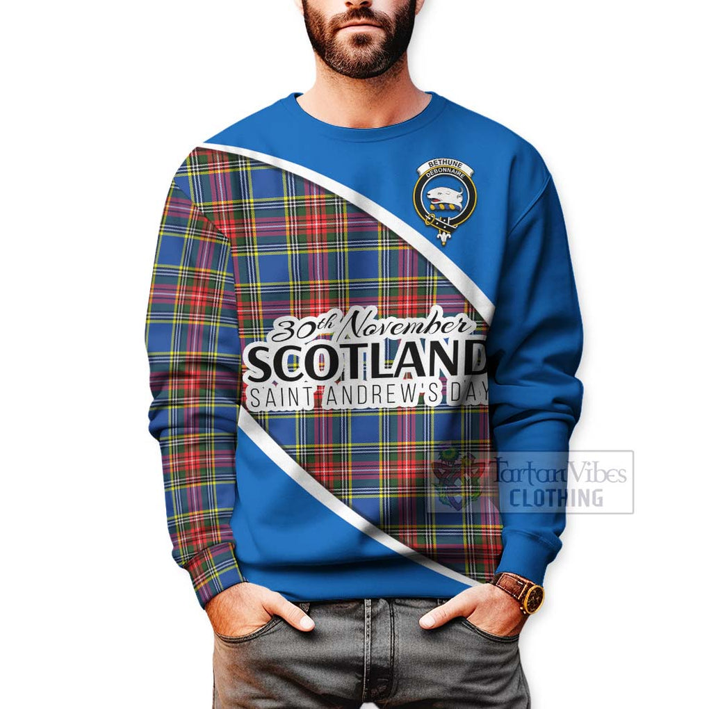 Tartan Vibes Clothing Bethune Family Crest Tartan Sweatshirt Celebrate Saint Andrew's Day in Style