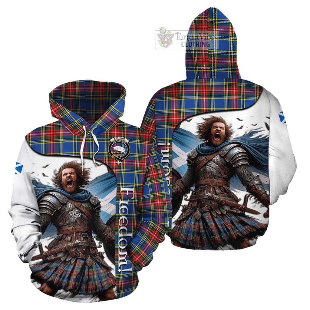 Tartan Vibes Clothing Bethune Crest Tartan Cotton Hoodie Inspired by the Freedom of Scottish Warrior