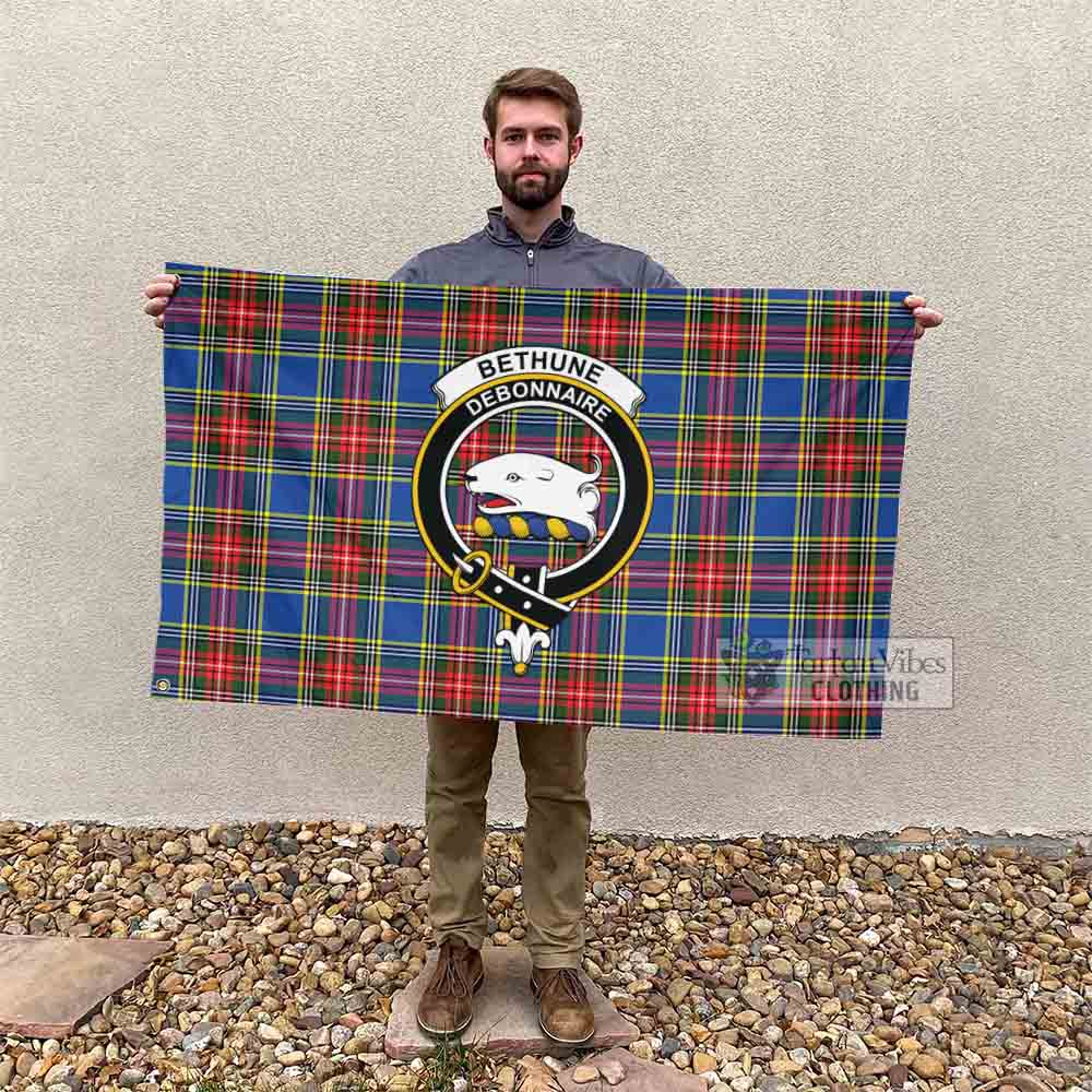 Tartan Vibes Clothing Bethune Tartan House Flag with Family Crest
