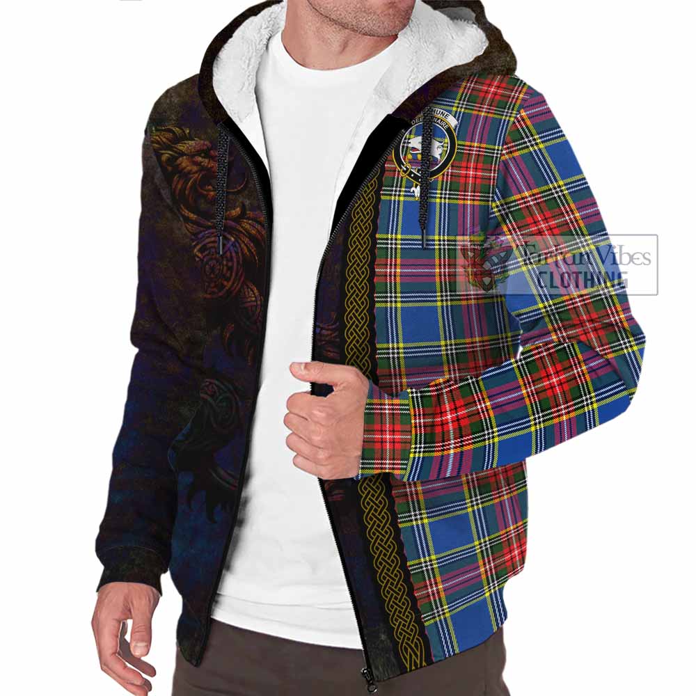Tartan Vibes Clothing Bethune Tartan Family Crest Sherpa Hoodie Alba Gu Brath Be Brave Lion Ancient Style