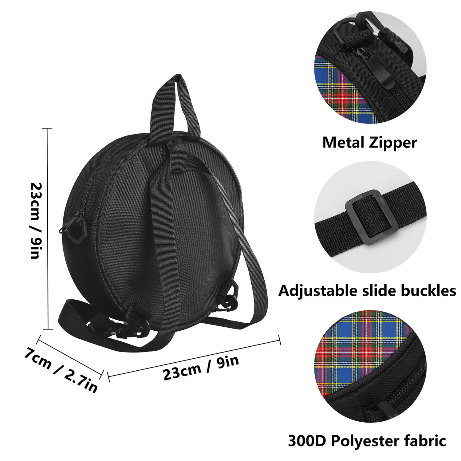 Bethune Tartan Round Satchel Bags with Family Crest - Tartan Vibes Clothing