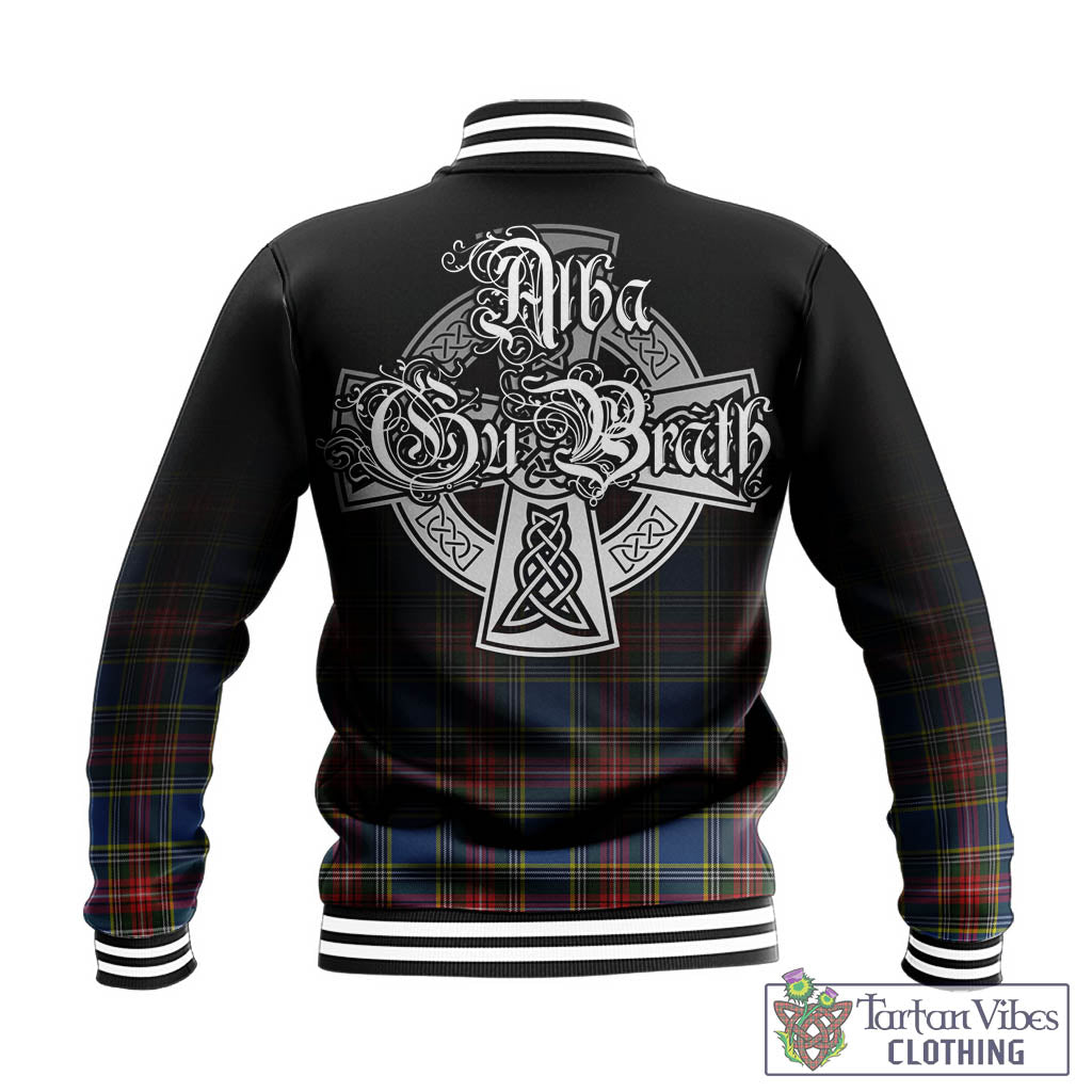 Tartan Vibes Clothing Bethune Tartan Baseball Jacket Featuring Alba Gu Brath Family Crest Celtic Inspired