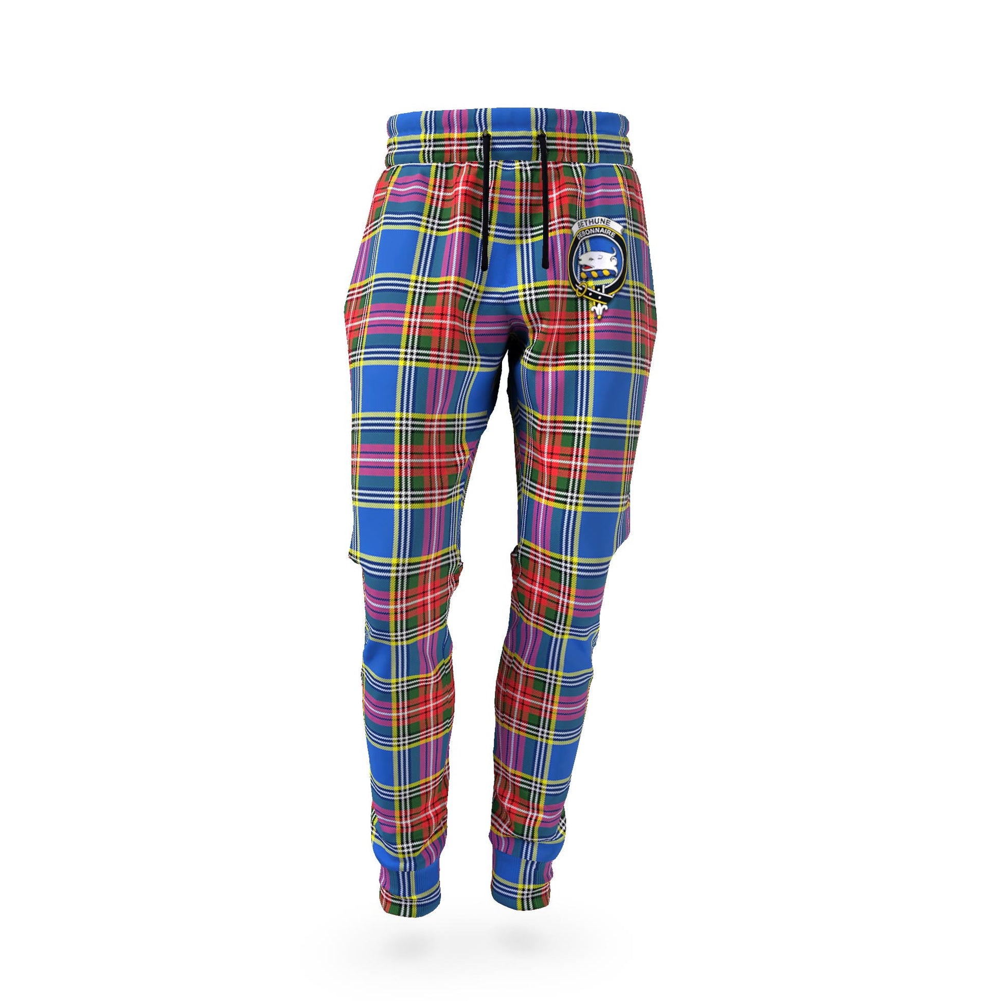 Bethune Tartan Joggers Pants with Family Crest - Tartan Vibes Clothing