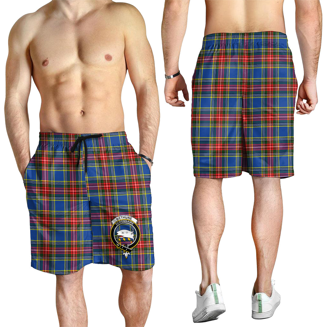 Bethune Tartan Mens Shorts with Family Crest - Tartanvibesclothing