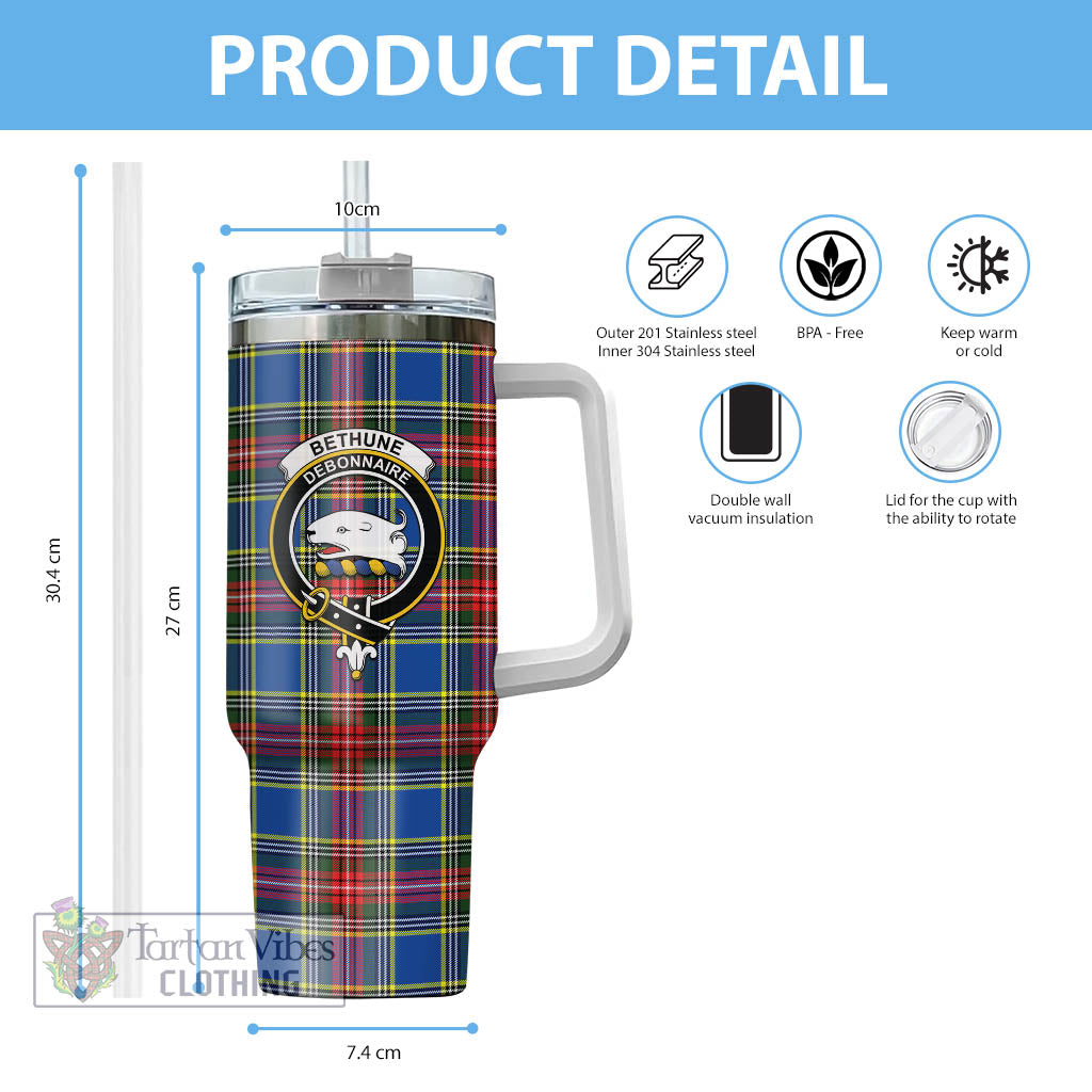 Tartan Vibes Clothing Bethune Tartan and Family Crest Tumbler with Handle