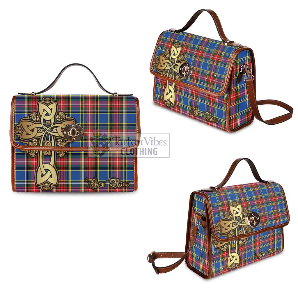 Tartan Vibes Clothing Bethune Tartan Waterproof Canvas Bag Golden Thistle Celtic Cross Style
