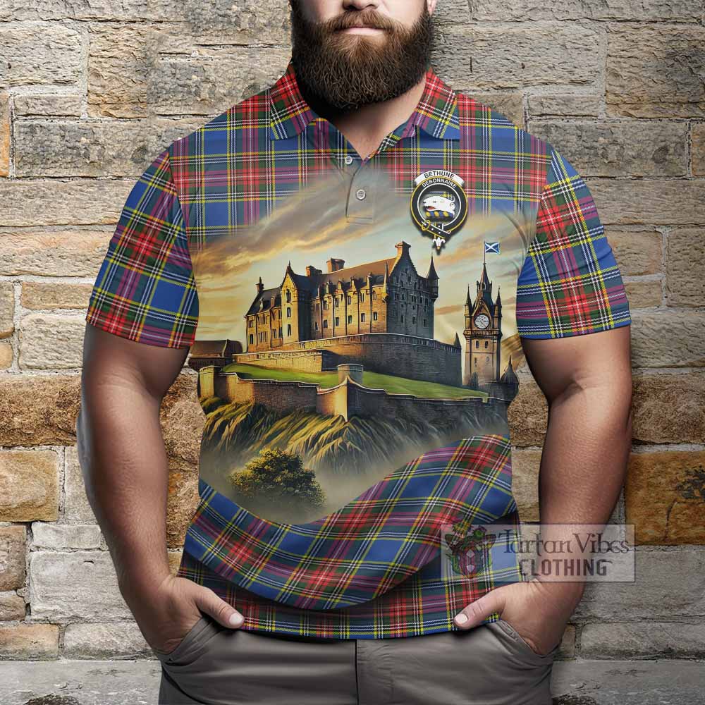 Tartan Vibes Clothing Bethune Tartan Family Crest Polo Shirt with Scottish Ancient Castle Stype