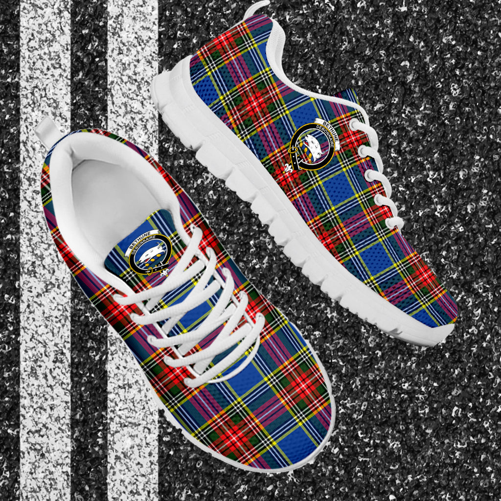 Bethune Tartan Sneakers with Family Crest - Tartanvibesclothing
