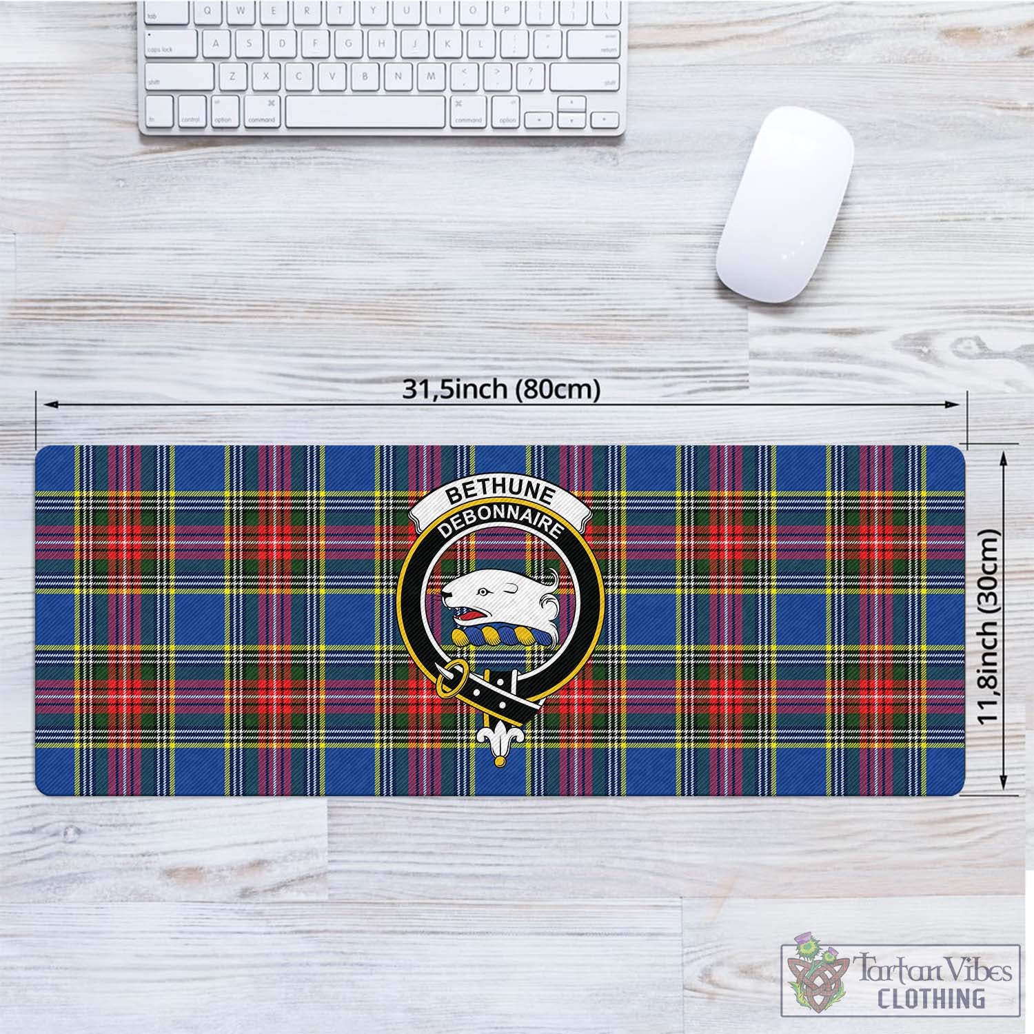 Tartan Vibes Clothing Bethune Tartan Mouse Pad with Family Crest