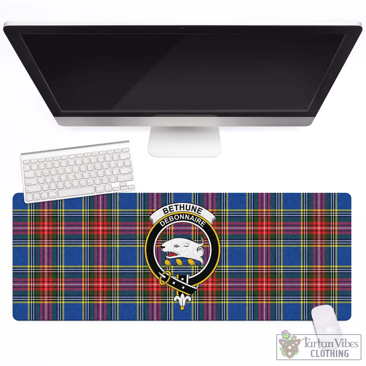 Tartan Vibes Clothing Bethune Tartan Mouse Pad with Family Crest