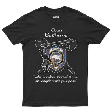 Bethune Clan Crest Highland Game T Shirt Strength With Purpose Style - Tartan Vibes Clothing