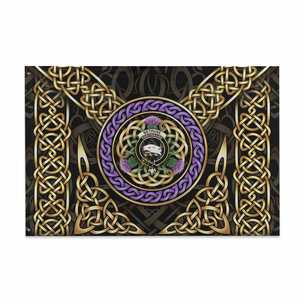 Bethune Clan Crest House Flag Celtic Scottish Thistle 48*72 inch (120*180 cm) - Tartan Vibes Clothing