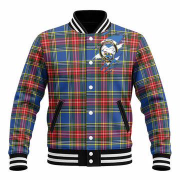 Bethune Clan Crest In Me Tartan Baseball Jacket Scotland Flag Style