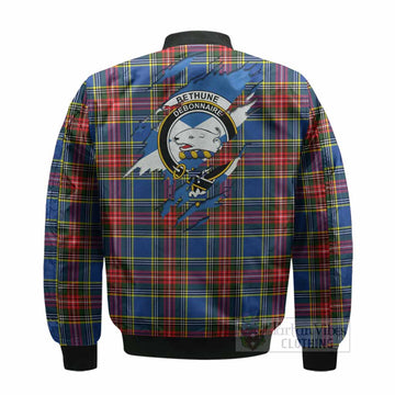 Bethune Clan Crest In Me Tartan Bomber Jacket Scotland Flag Style
