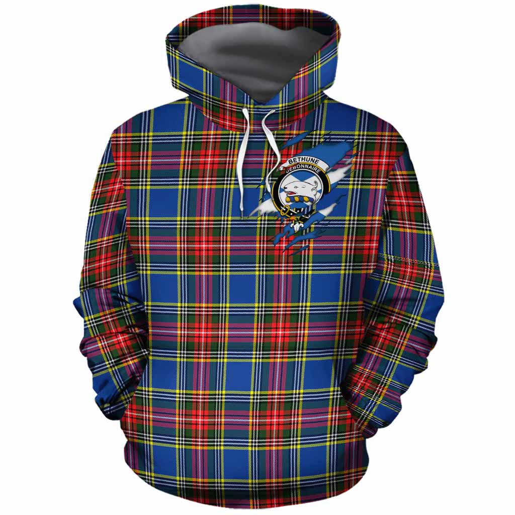 Bethune Clan Crest In Me Tartan Cotton Hoodie Scotland Flag Style