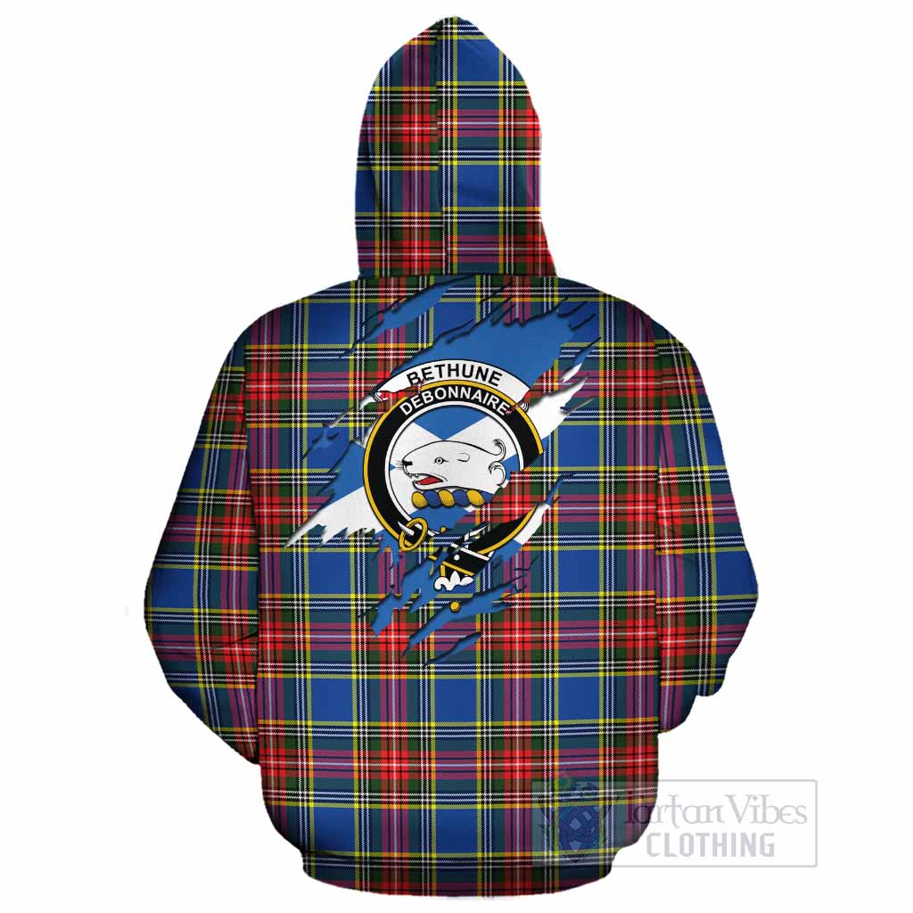 Bethune Clan Crest In Me Tartan Cotton Hoodie Scotland Flag Style