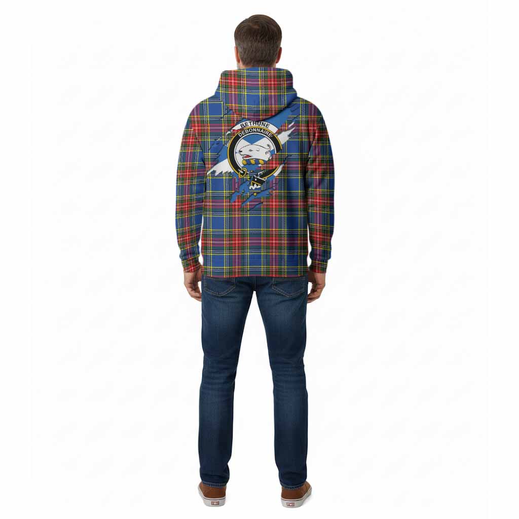 Bethune Clan Crest In Me Tartan Cotton Hoodie Scotland Flag Style