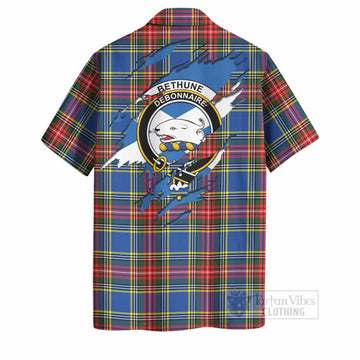 Bethune Clan Crest In Me Tartan Hawaiian Shirt Scotland Flag Style