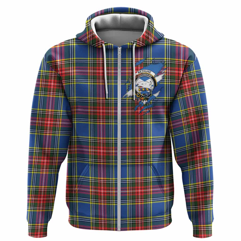 Bethune Clan Crest In Me Tartan Hoodie Scotland Flag Style