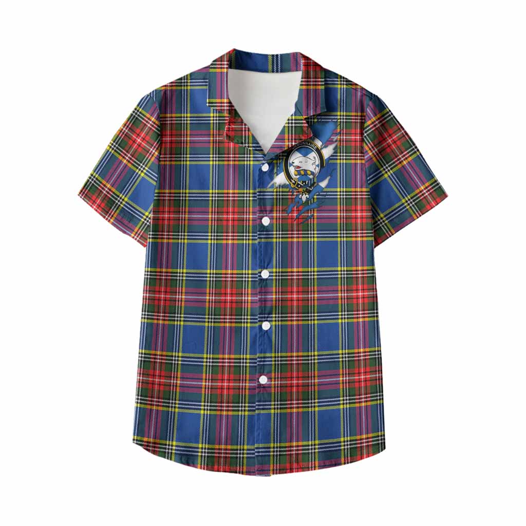 Bethune Clan Crest In Me Tartan Kid Hawaiian Shirt Scotland Flag Style