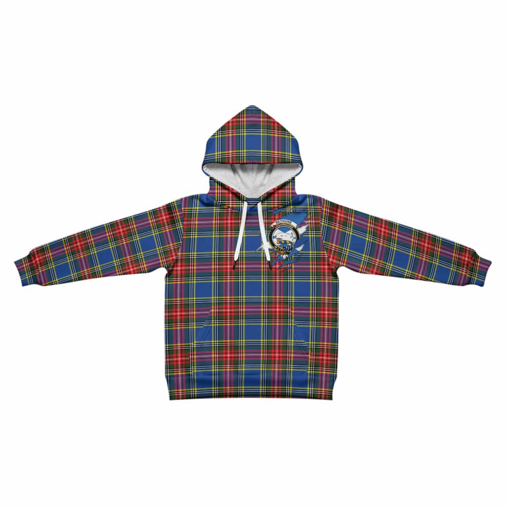 Bethune Clan Crest In Me Tartan Kid Hoodie Scotland Flag Style