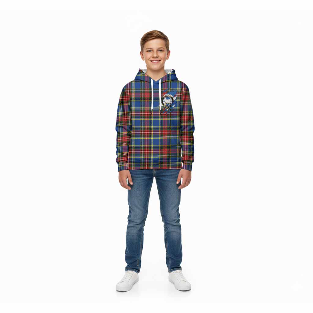 Bethune Clan Crest In Me Tartan Kid Hoodie Scotland Flag Style