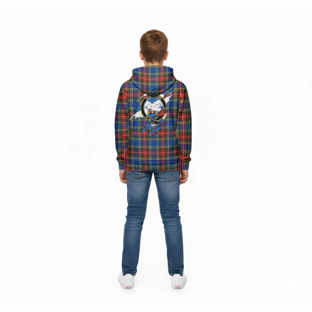 Bethune Clan Crest In Me Tartan Kid Hoodie Scotland Flag Style