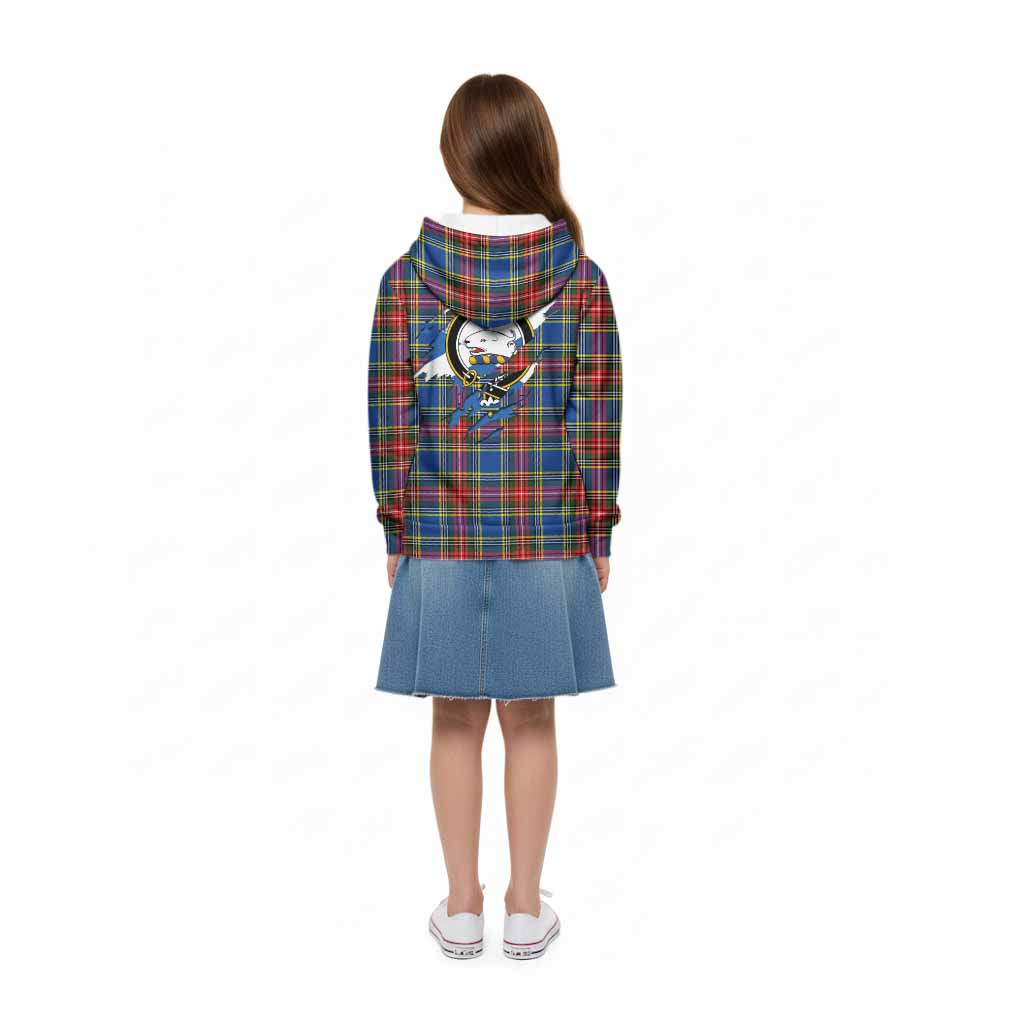 Bethune Clan Crest In Me Tartan Kid Hoodie Scotland Flag Style