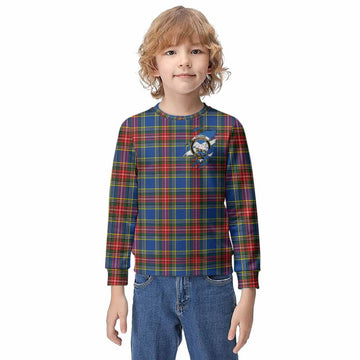 Bethune Clan Crest In Me Tartan Kid Knitted Sweatshirt Scotland Flag Style