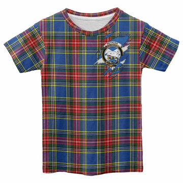 Bethune Clan Crest In Me Tartan Kid T-shirt Scotland Flag Style