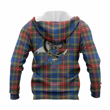 Bethune Clan Crest In Me Tartan Knitted Hoodie Scotland Flag Style