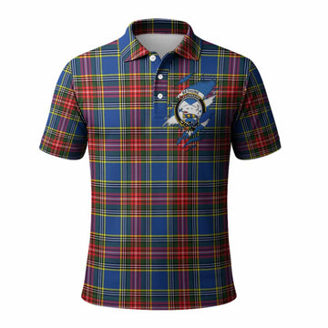 Bethune Clan Crest In Me Tartan Polo Shirt Scotland Flag Style