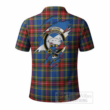 Bethune Clan Crest In Me Tartan Polo Shirt Scotland Flag Style