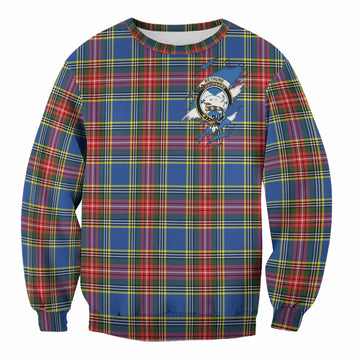 Bethune Clan Crest In Me Tartan Sweatshirt Scotland Flag Style