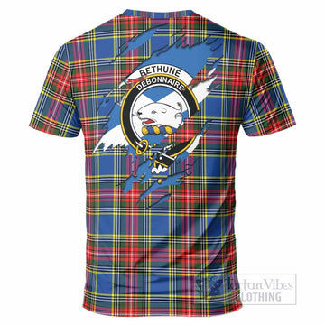 Bethune Clan Crest In Me Tartan T-Shirt Scotland Flag Style
