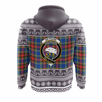 Bethune Clan Tartan Christmas Hoodie with Family Crest