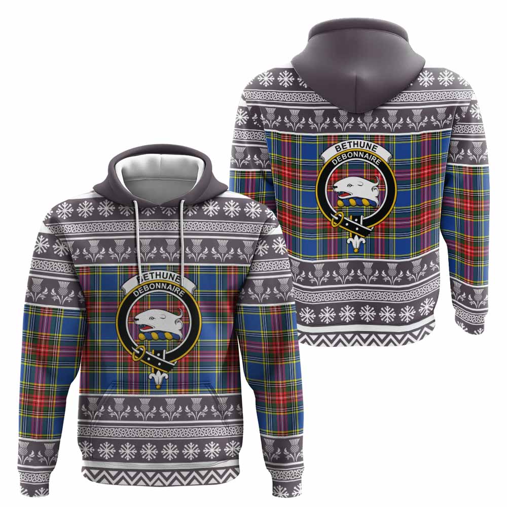 Bethune Clan Tartan Christmas Hoodie with Family Crest - Tartan Vibes Clothing