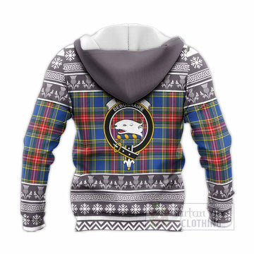 Bethune Clan Tartan Christmas Knitted Hoodie with Family Crest