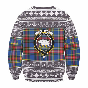 Bethune Clan Tartan Christmas Sweatshirt with Family Crest