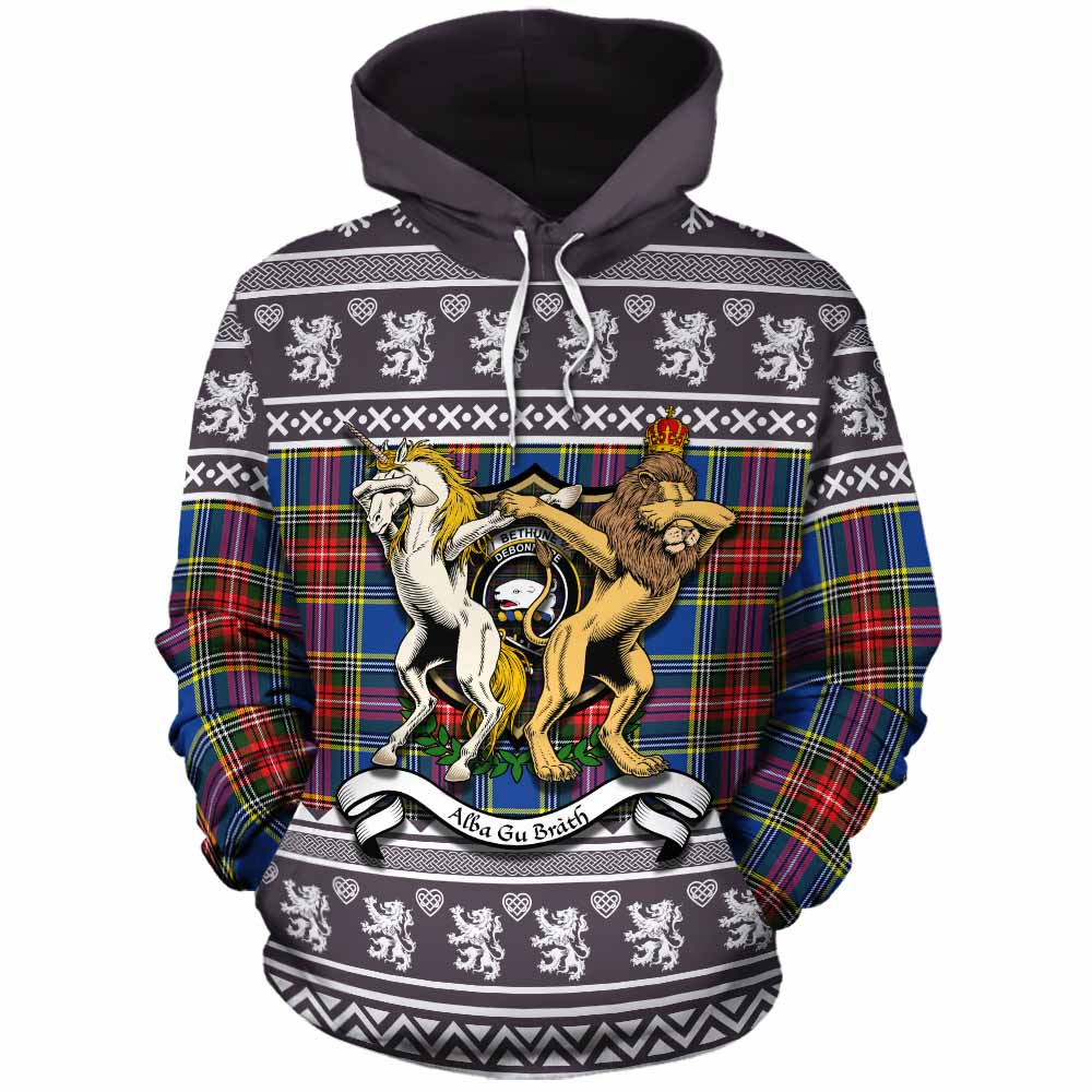 Bethune Clan Tartan Crest Christmas Cotton Hoodie Coat of Arms Funny Style - Tartan Vibes Clothing