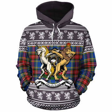 Bethune Clan Tartan Crest Christmas Cotton Hoodie Coat of Arms Funny Style