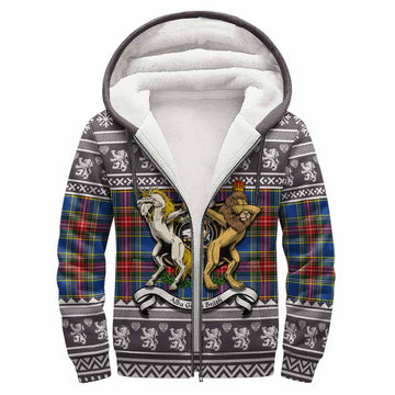 Bethune Clan Tartan Crest Christmas Fleece Hoodie Coat of Arms Funny Style