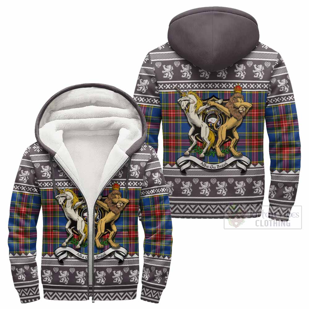 Bethune Clan Tartan Crest Christmas Fleece Hoodie Coat of Arms Funny Style - Tartan Vibes Clothing