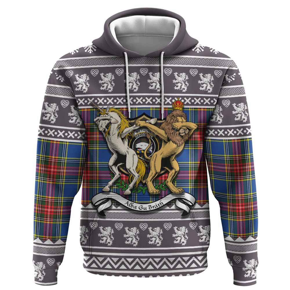 Bethune Clan Tartan Crest Christmas Hoodie Coat of Arms Funny Style - Tartan Vibes Clothing