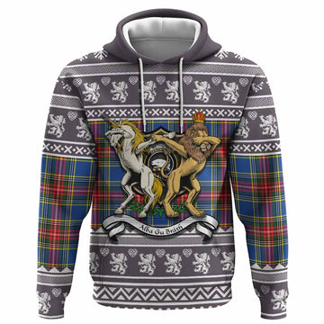 Bethune Clan Tartan Crest Christmas Hoodie Coat of Arms Funny Style