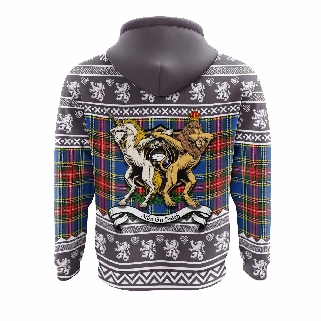 Bethune Clan Tartan Crest Christmas Hoodie Coat of Arms Funny Style - Tartan Vibes Clothing