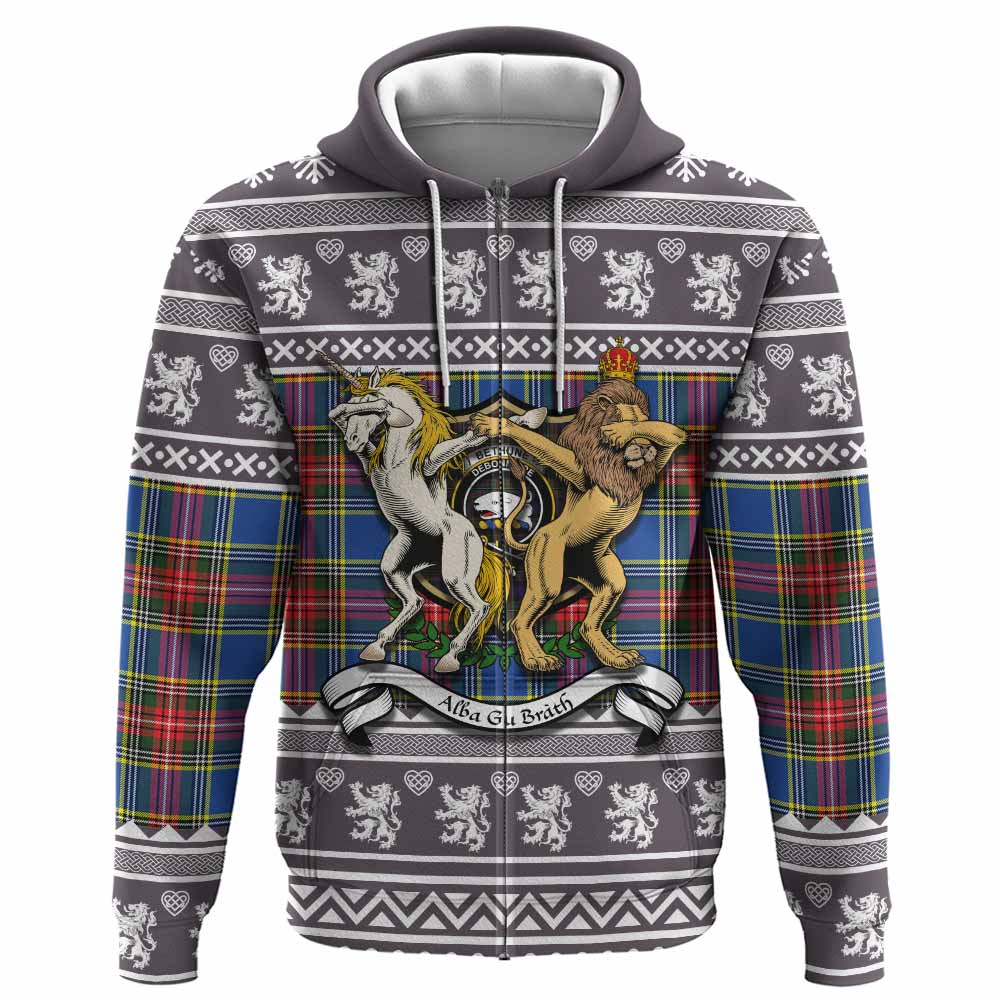 Bethune Clan Tartan Crest Christmas Hoodie Coat of Arms Funny Style - Tartan Vibes Clothing